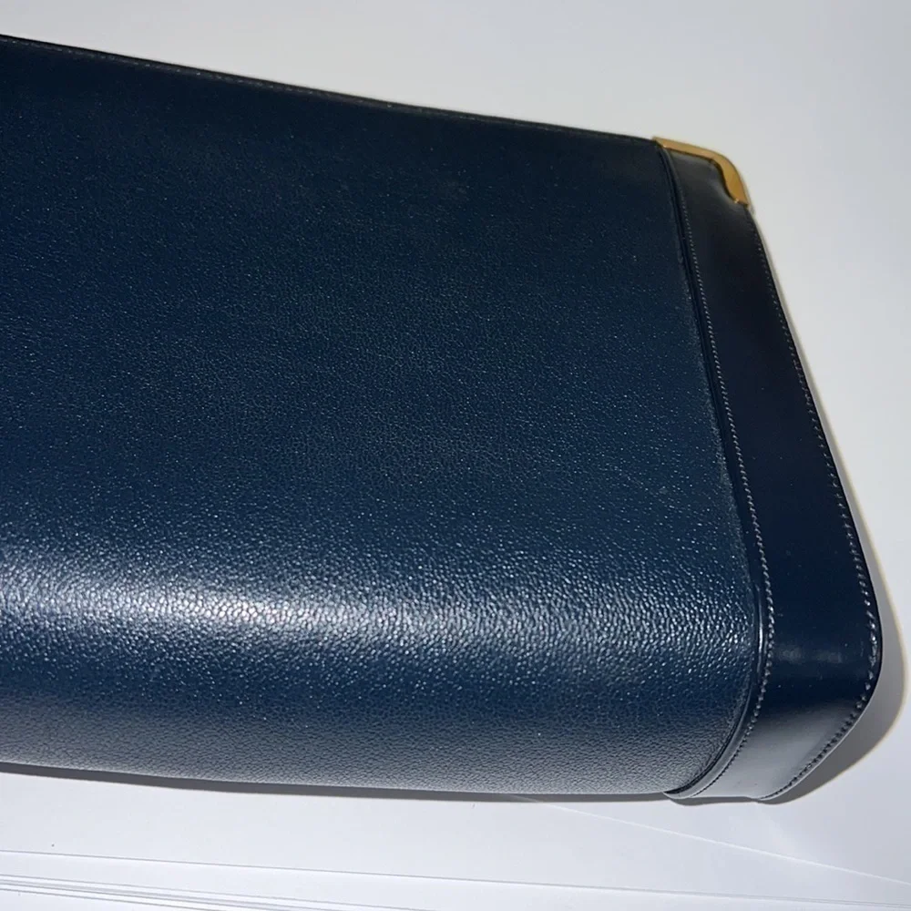 Koret Dark Navy Blue Leather Zip Large Wristlet Clutch Bag
